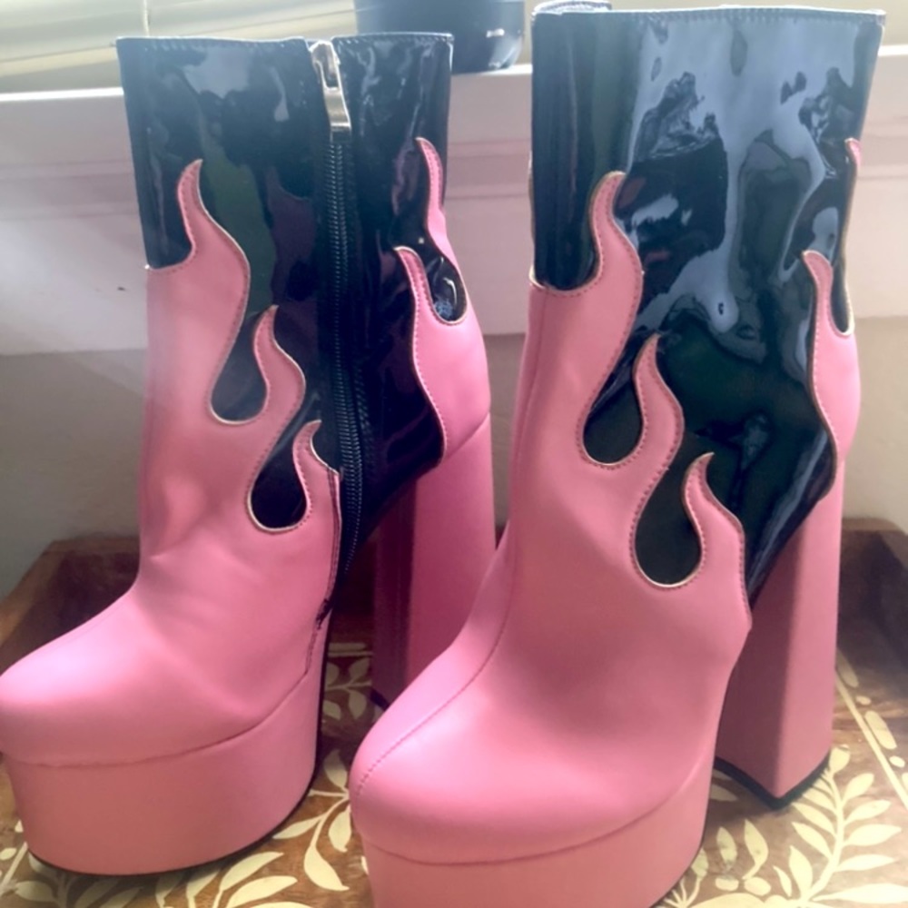 Funky Pink platform heeled boots